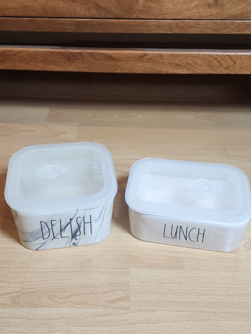 Rae Dunn Ceramic Food Storage Containers Vent Lid "Lunch" & "Delish" - Picture 7 of 16